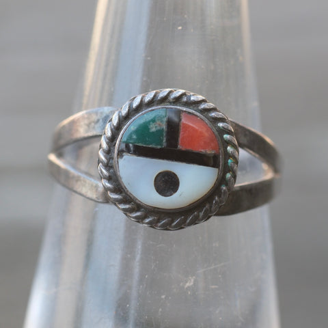 Vintage Sterling Zuni Surface Roper Ring 4.5