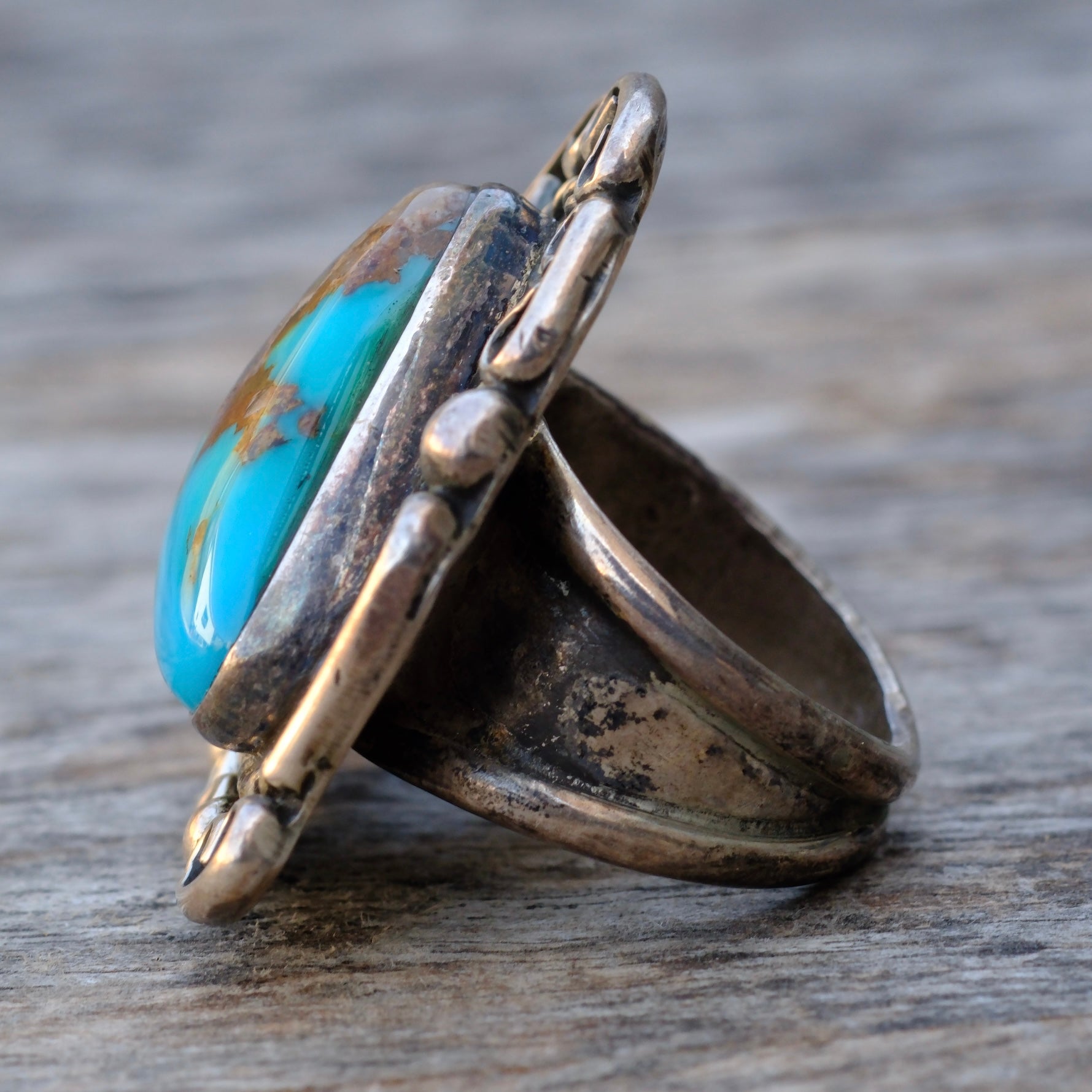 Vintage Sterling Turquoise Ring 8.25