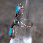 Vintage Sterling 2-Stone Turquoise Blossom Ring 5