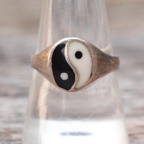 Vintage Sterling Yin Yang Signet Ring 9.25