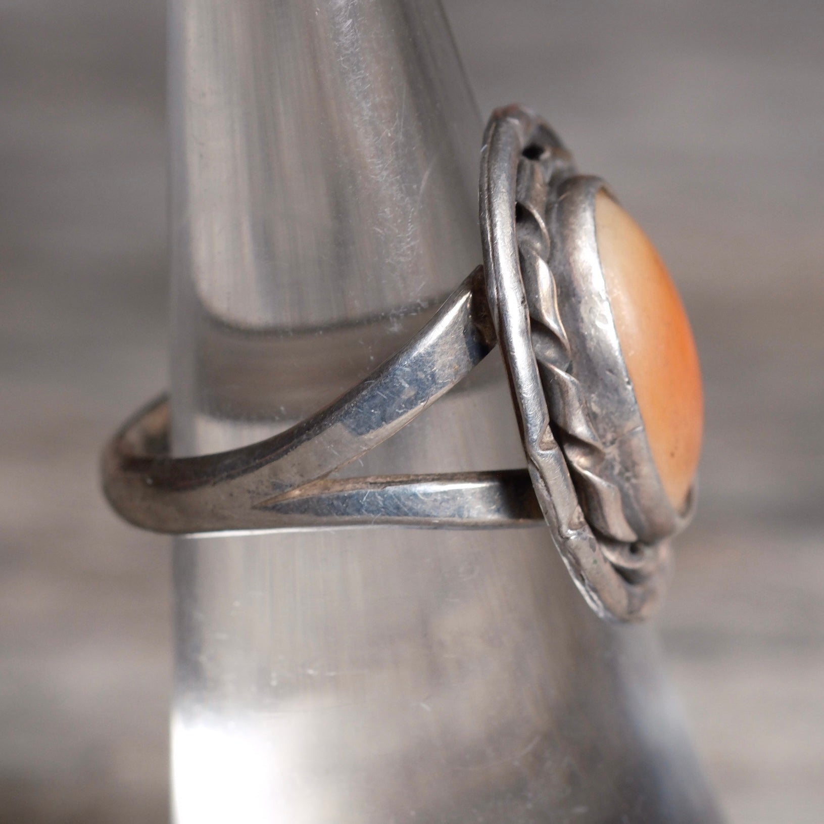 Vintage Sterling Spiny Oyster Roper Ring 6.25