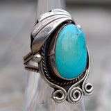 Vintage Sterling Turquoise Feather Ring 5.5