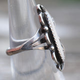 Vintage Sterling Mother Of Pearl Feather Ring 6