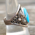 Vintage Sterling Turquoise Feather Ring 9.75
