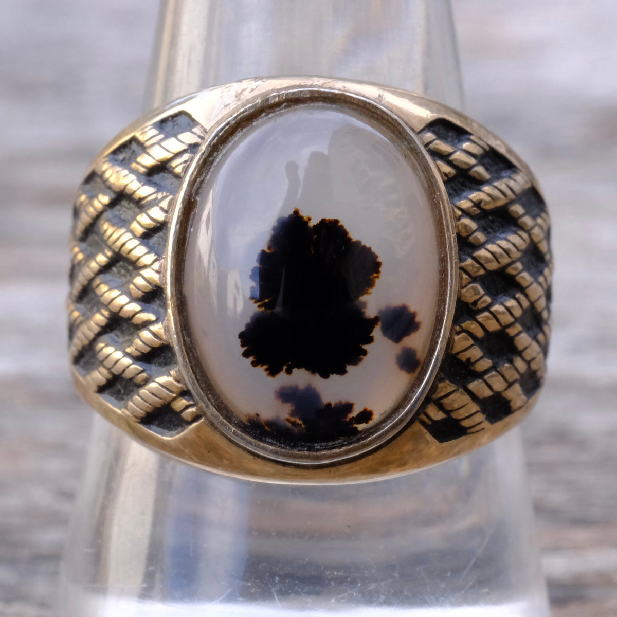 Vintage 10K Gold Filled Agate Signet Ring 9.75