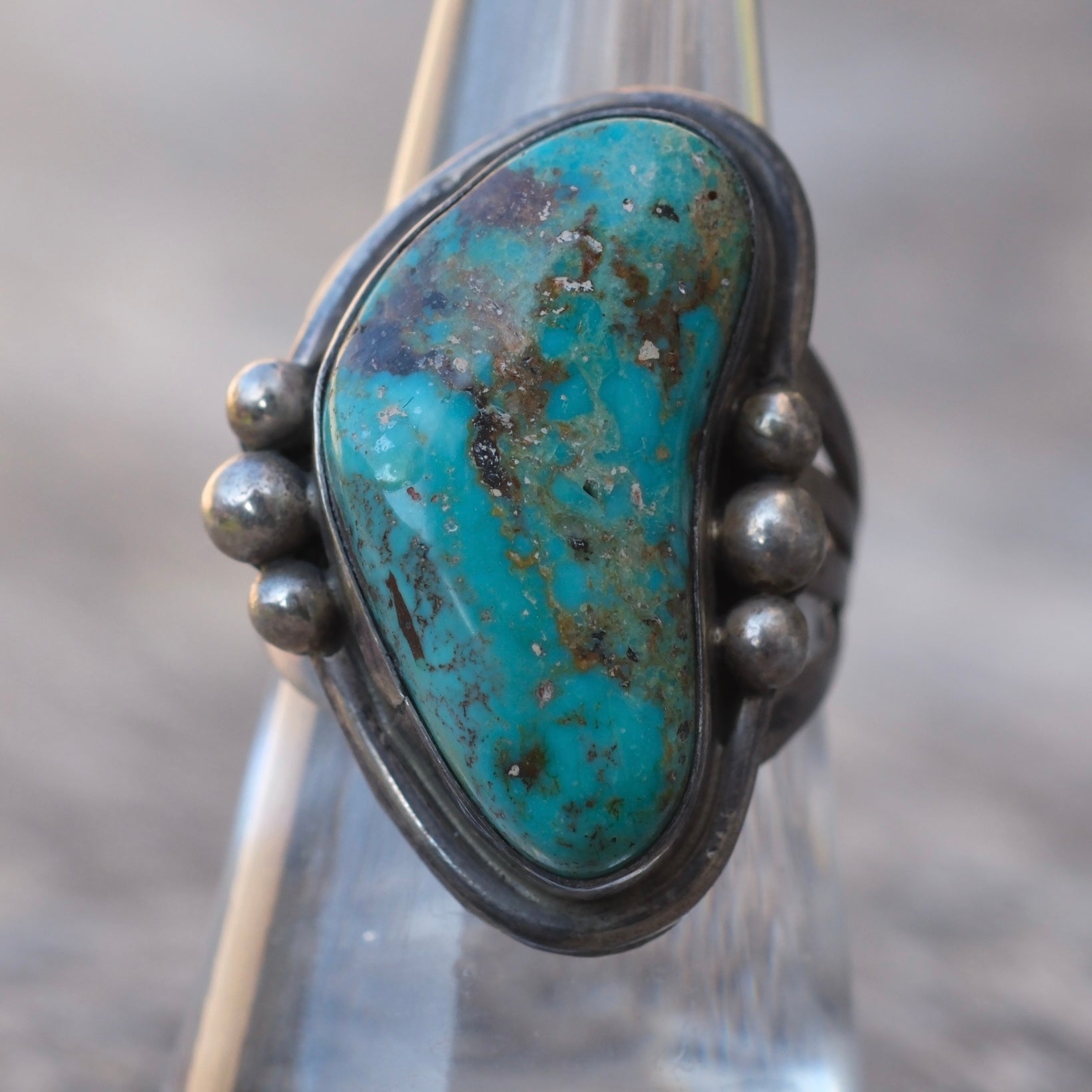 Vintage Sterling Turquoise Ring 6.75