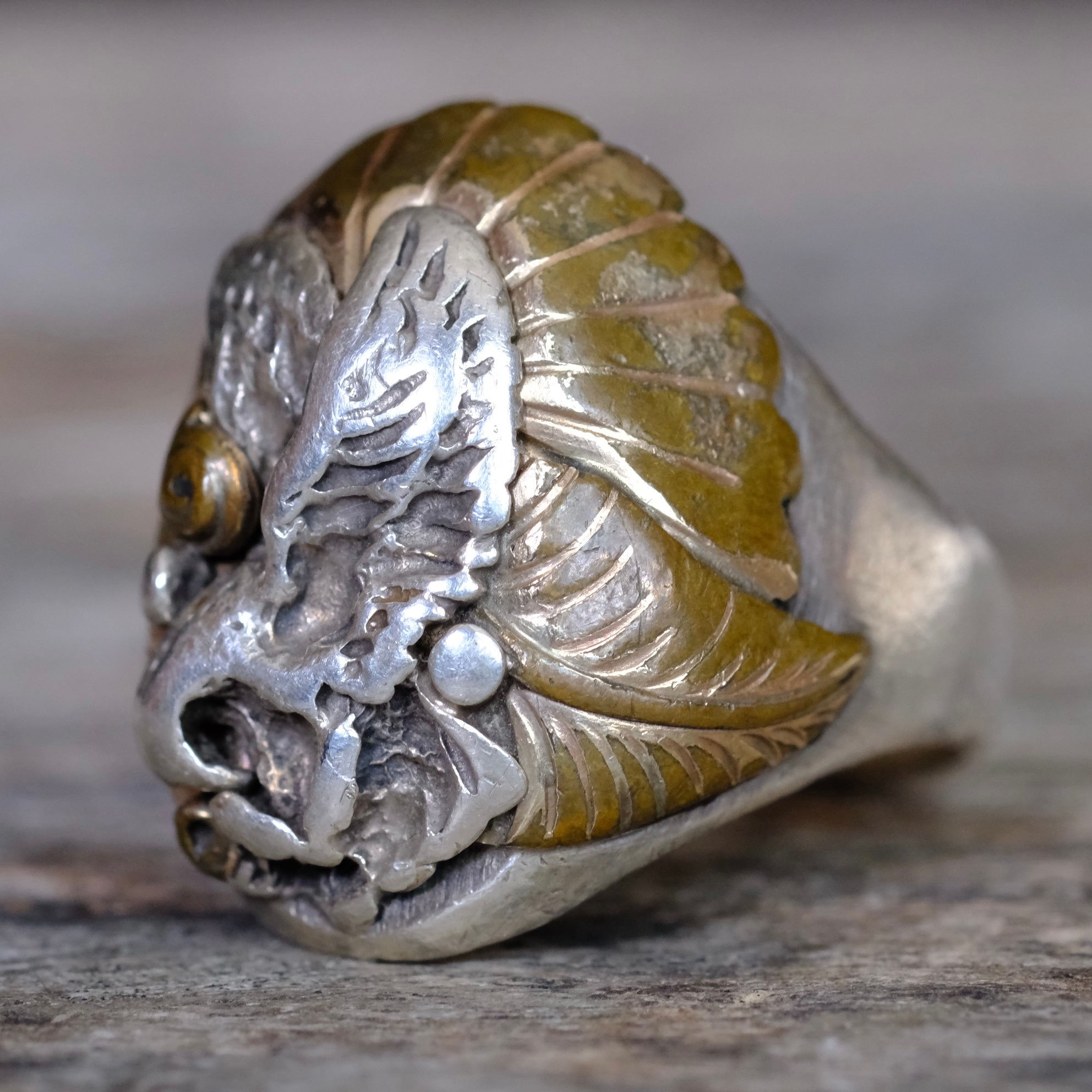 Vintage Sterling and Copper Eagle Ring 11
