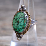 Vintage Sterling Spiderweb Turquoise Ring 7.75