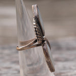 Vintage Sterling Mother Of Pearl Feather Ring 4.5