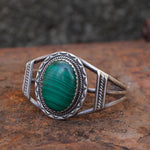 Vintage Sterling Malachite Roper Cuff