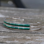 Vintage Sterling Malachite Inlay Cuff