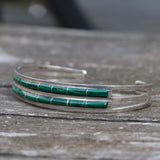 Vintage Sterling Malachite Inlay Cuff