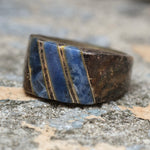 Vintage Sterling Sodalite Inlay Striper Ring 7