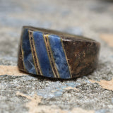 Vintage Sterling Sodalite Inlay Striper Ring 7