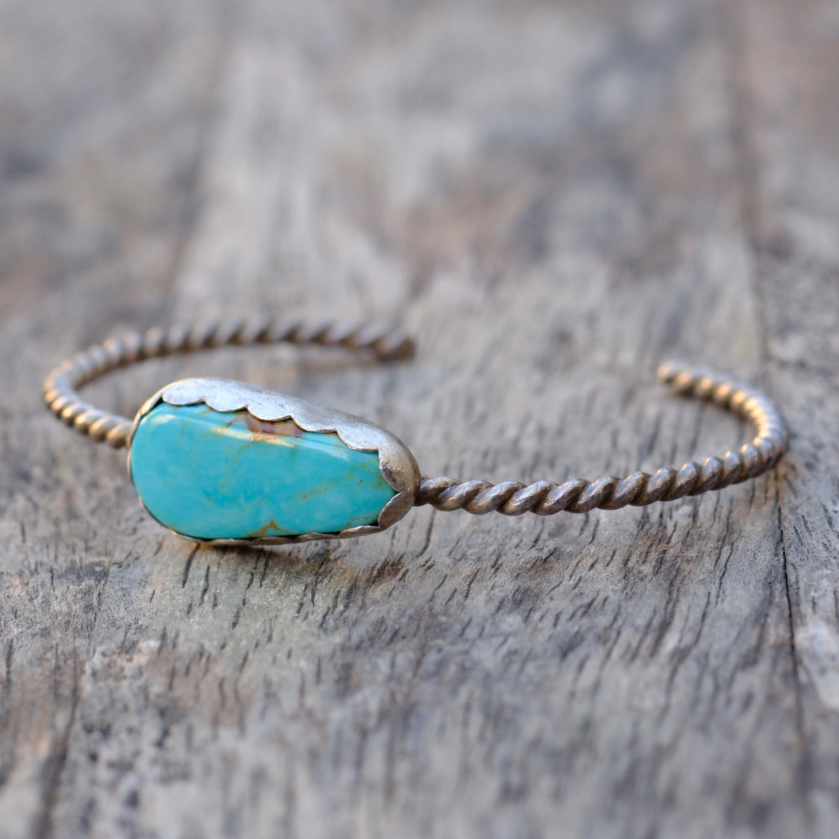Vintage Sterling Turquoise Twisted Cuff Bracelet