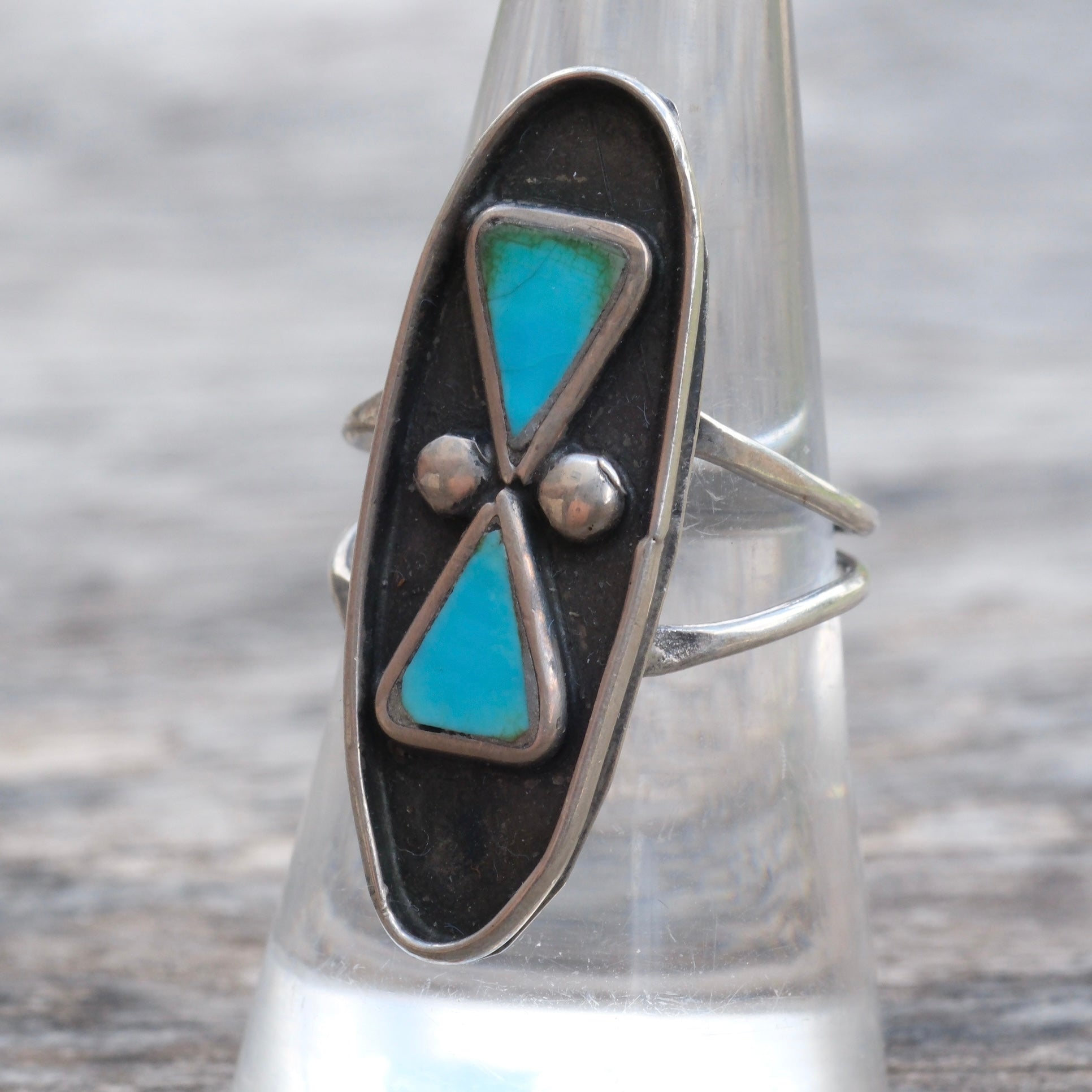 Vintage Sterling Turquoise Ring 7.5