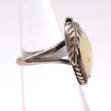 Vintage Sterling Mother Of Pearl Feather Ring 5.25