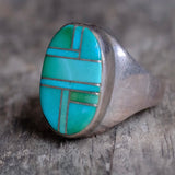 Vintage Sterling Turquoise Inlay Ring 9