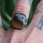 Vintage Sterling Agate Signet Ring 7.25