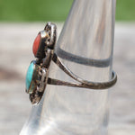 Vintage Sterling Turquoise and Coral Ring 6