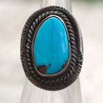 Vintage Sterling Turquoise Roper Ring 4.75