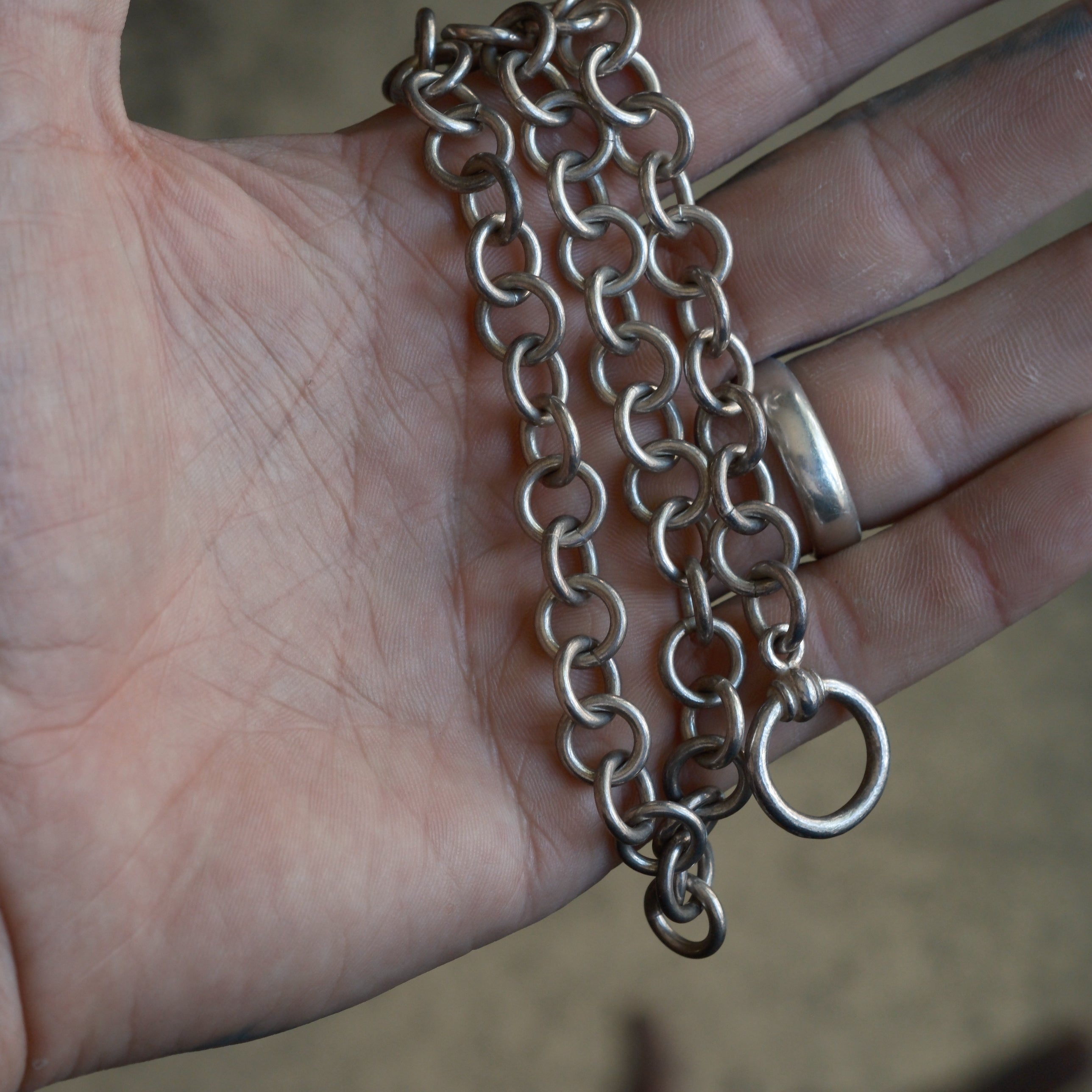 Heavy Vintage Sterling Silver Chain Necklace 18"