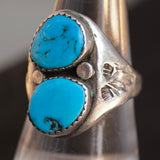 Vintage Sterling 2-Stone Turquoise Ring 8.75