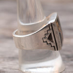 Vintage Sterling Tigers Eye and Onyx Inlay Ring 10