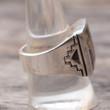 Vintage Sterling Tigers Eye and Onyx Inlay Ring 10