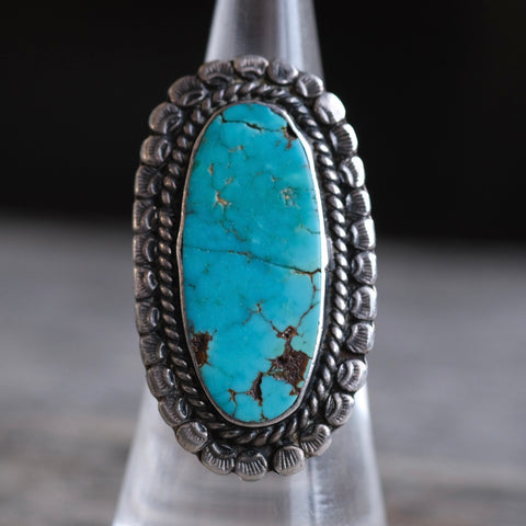Vintage Sterling Older Turquoise Ring 6.25