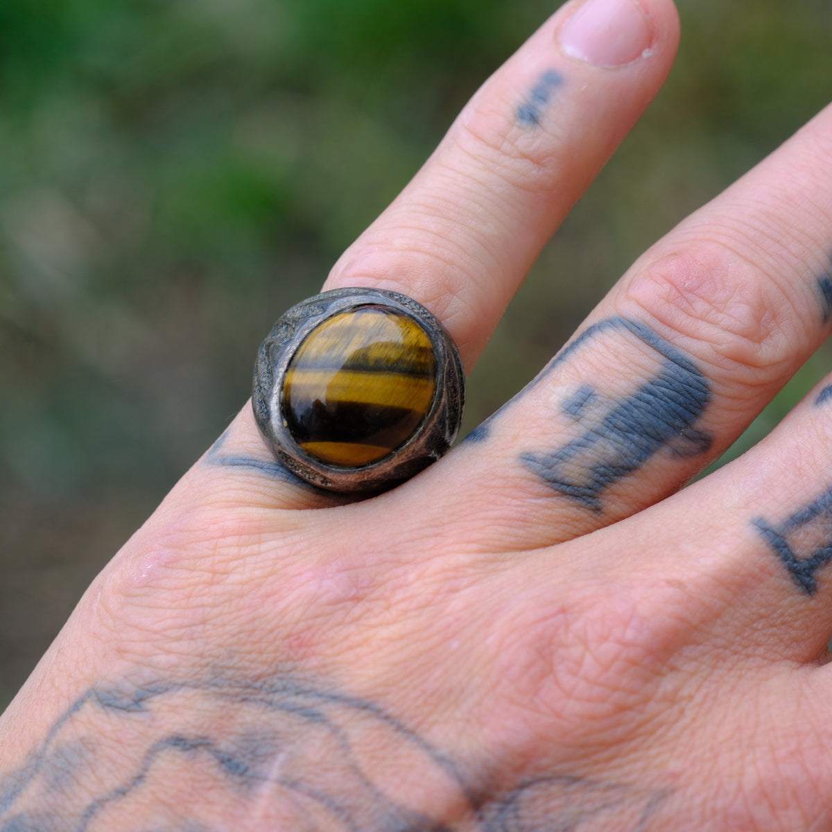 Vintage Sterling Tigers Eye Ring 7.75