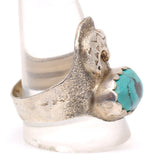 Vintage Sterling Turquoise Bear Ring 12.75