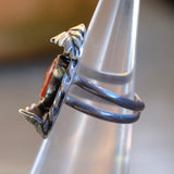 Vintage Sterling Coral Feather Ring 4.5