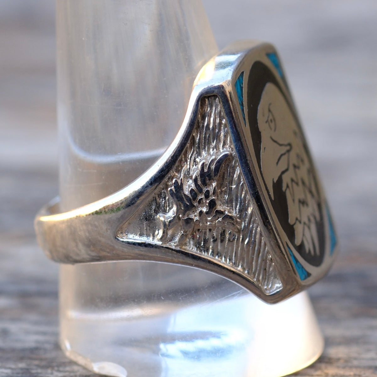 Vintage White Bronze Eagle Ring 11.75