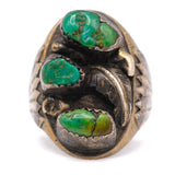 Vintage Sterling 3-Stone Turquoise Feather Ring 11