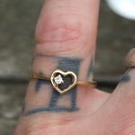 Vintage 14K Gold Diamond Heart Ring 6.25