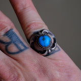 Vintage Sterling Turquoise Sandcast Ring 5