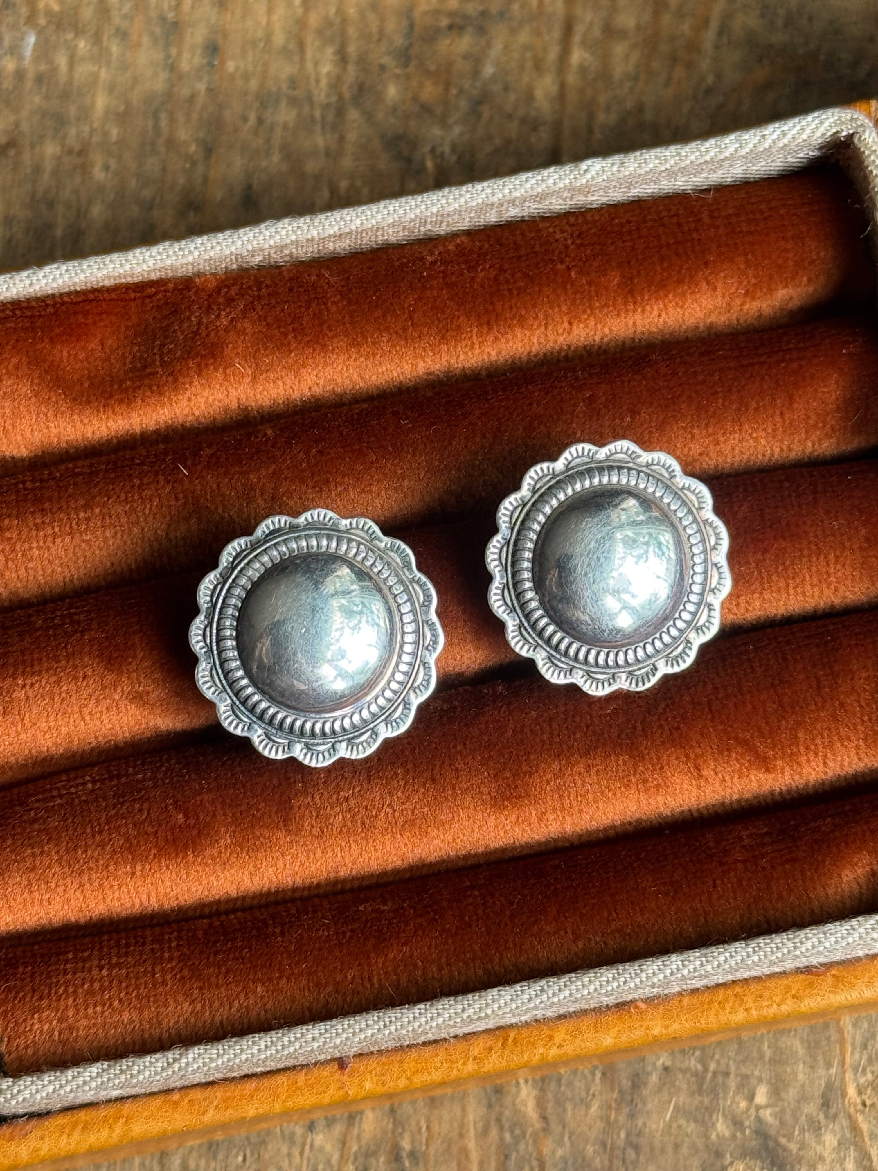 Vintage Sterling Silver Concho Earrings