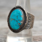 Vintage Sterling Turquoise Stamped Ring 10