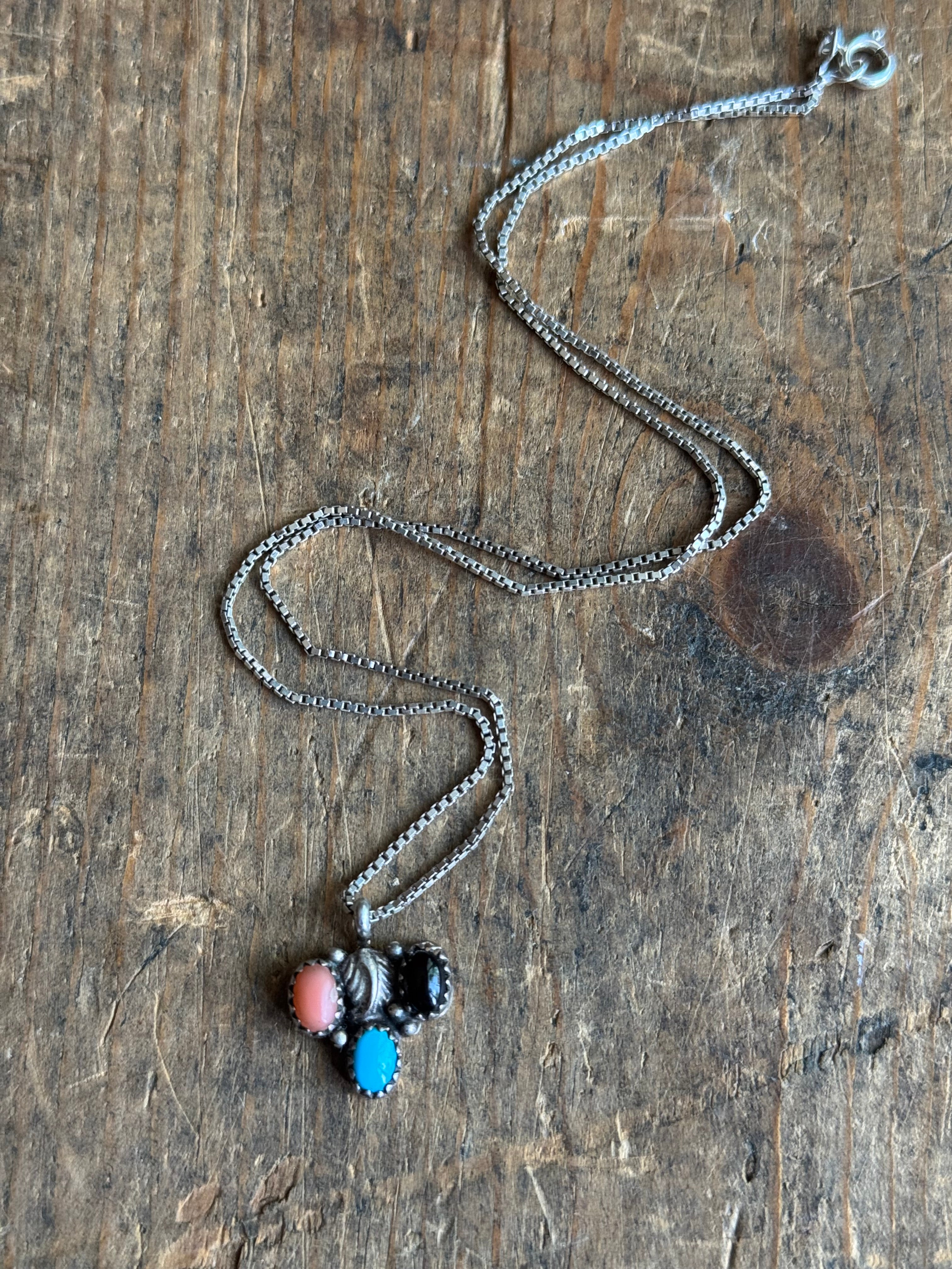 Vintage Sterling Silver Multistone Cluster Necklace
