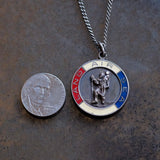 Vintage Sterling St Christopher Army Necklace