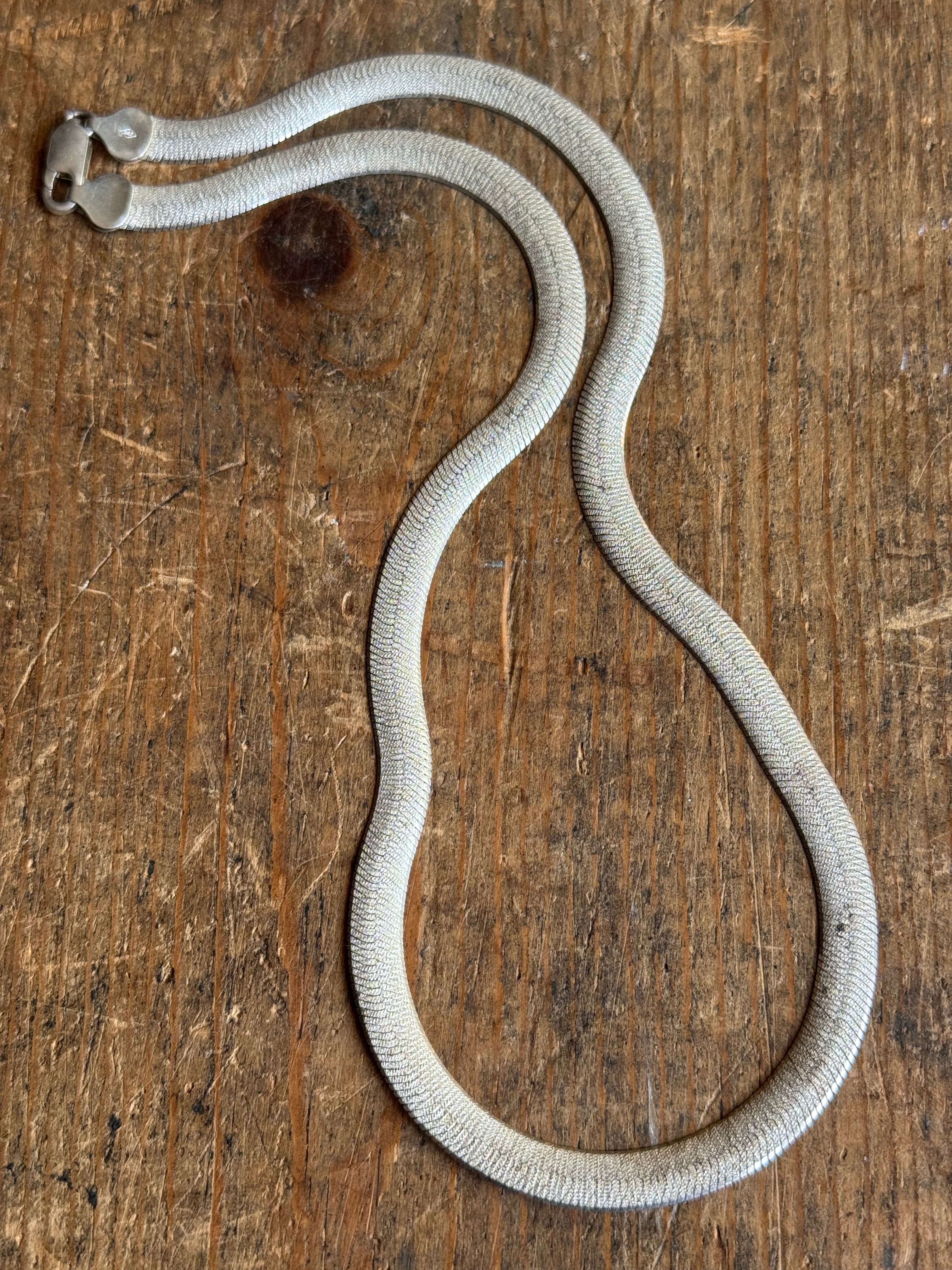 Vintage Sterling Silver 18” Etched Herringbone Chain