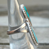 Vintage Sterling Turquoise Inlay Ring 6.75