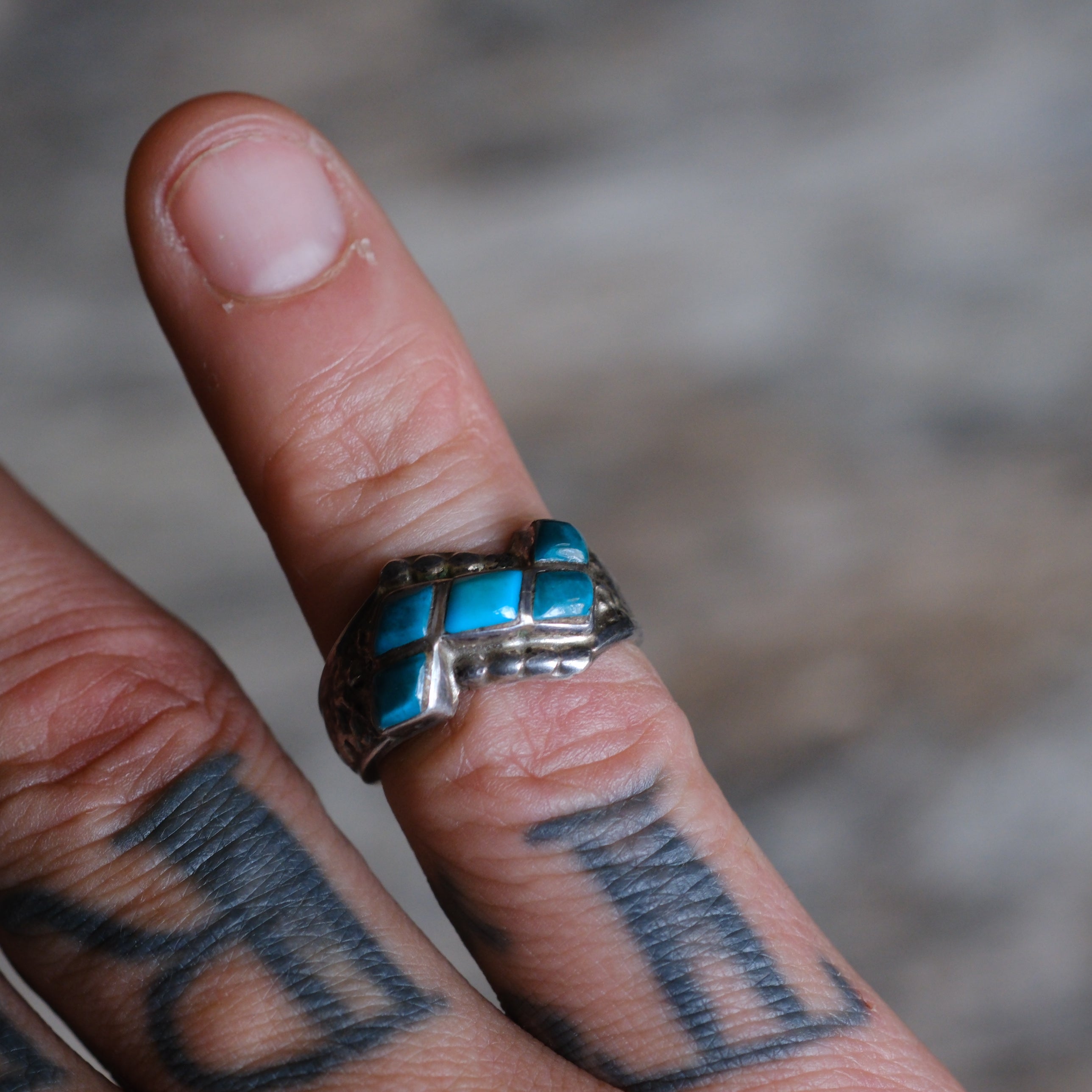 Vintage Sterling 5-Stone Turquoise Band Ring 5.75
