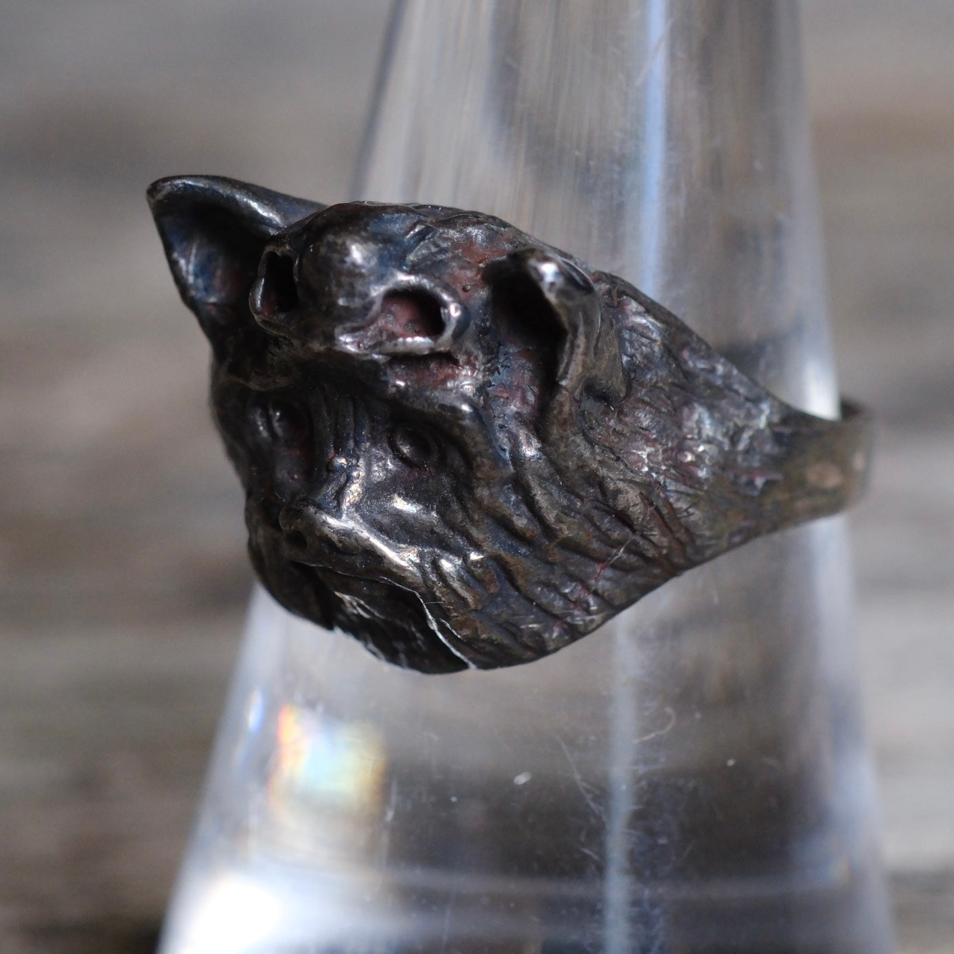 Vintage Sterling Silver Dog Ring 8.75