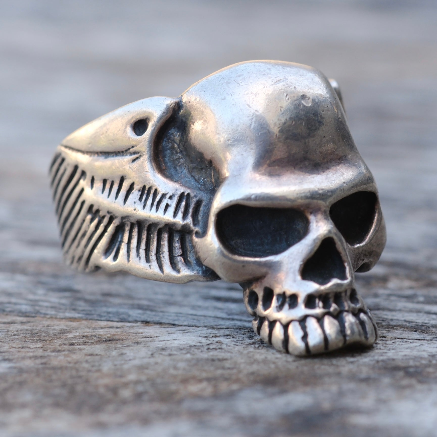 Vintage Sterling Silver Skull Ring 11.75