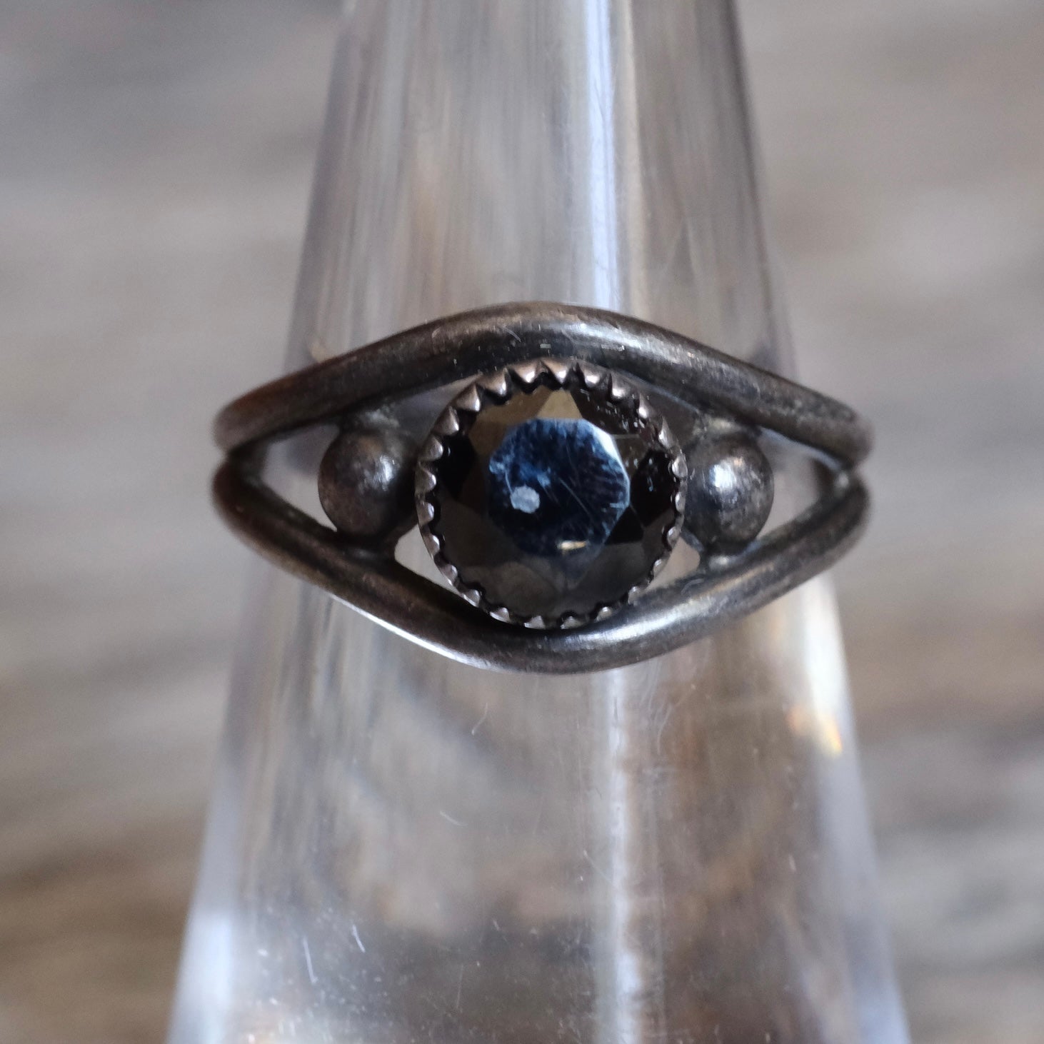 Vintage Sterling Hematite Ring 6.25