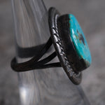 Vintage Sterling Turquoise Roped Ring 7.25