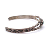 Vintage Sterling Turquoise Stamped Cuff Bracelet 6"