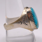Vintage Sterling Turquoise Stamped Band Ring 11.5